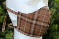Brown Plaid Face Mask